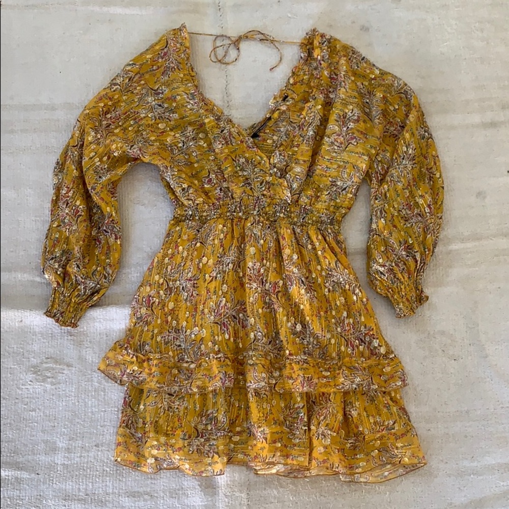 ZADIG & VOLTAIRE floral lurex mini dress w sleeve